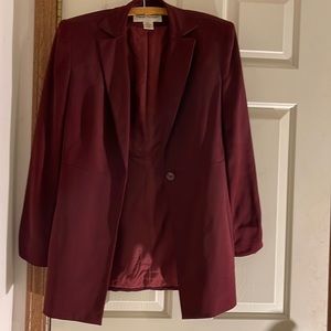 Vintage silk long line blazer with shoulder pads